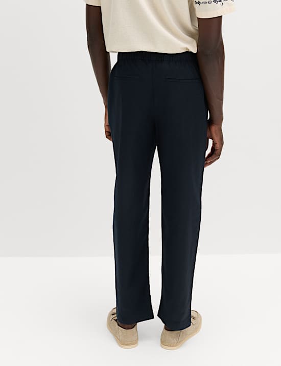 Loose Fit Linen Blend Elasticated Waist Trousers