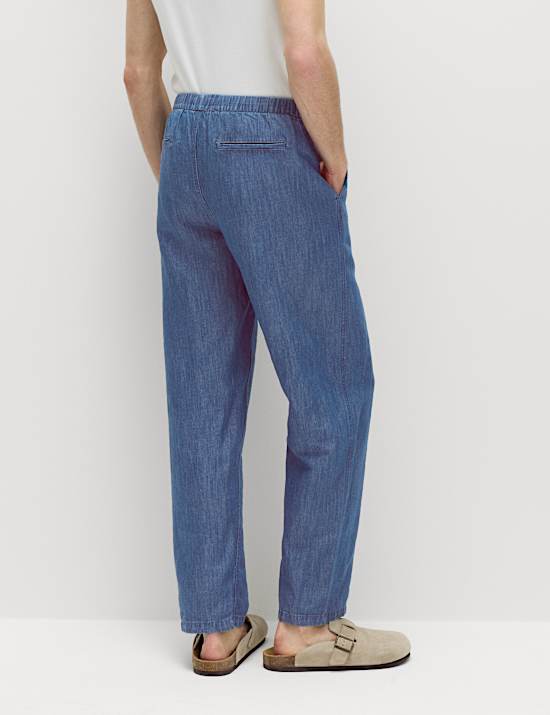 Loose Fit Linen Blend Elasticated Waist Trousers