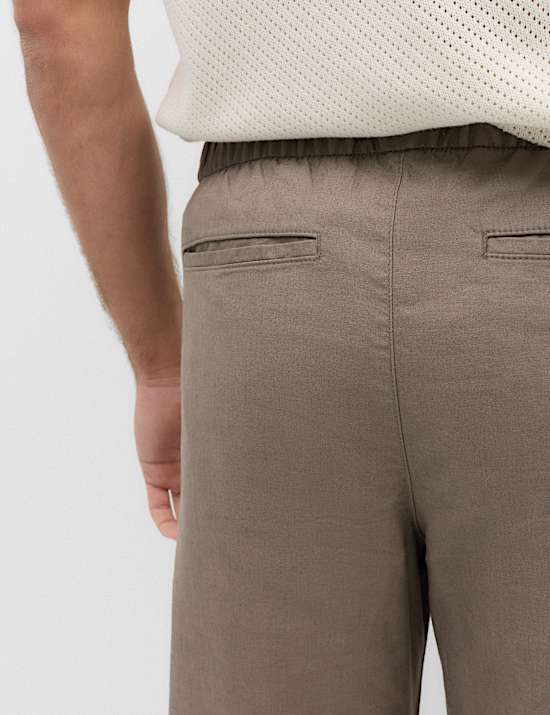 Loose Fit Linen Blend Elasticated Waist Trousers
