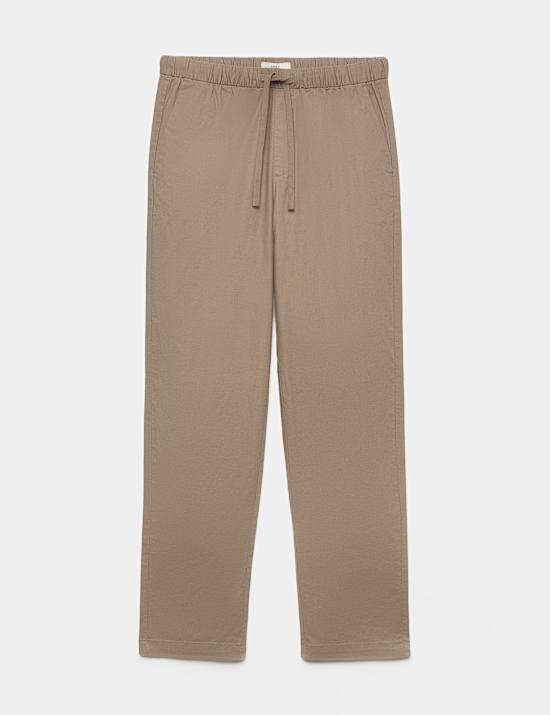 Loose Fit Linen Blend Elasticated Waist Trousers