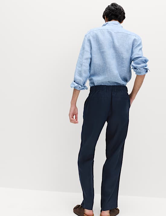Pure Linen Half- Elasticated Waist Trousers