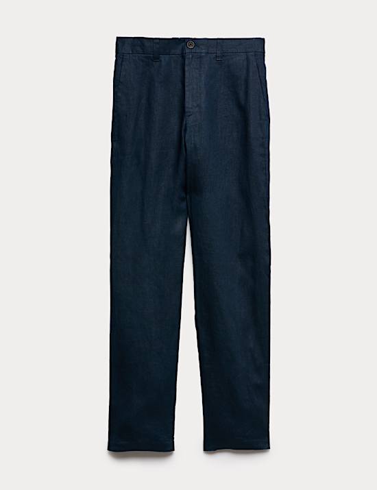 Pure Linen Half- Elasticated Waist Trousers