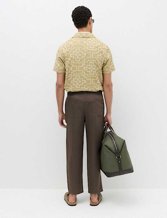 Loose Fit Pure Linen Elasticated Waist Trousers