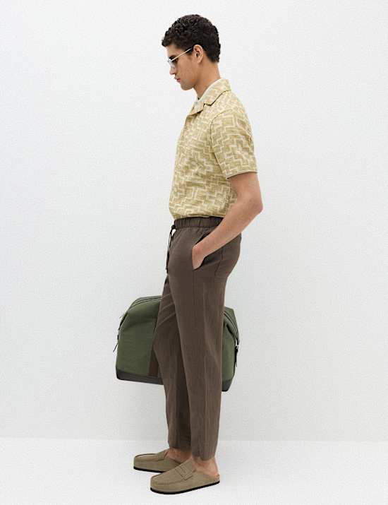 Loose Fit Pure Linen Elasticated Waist Trousers