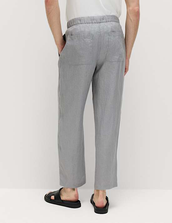 Loose Fit Pure Linen Elasticated Waist Trousers
