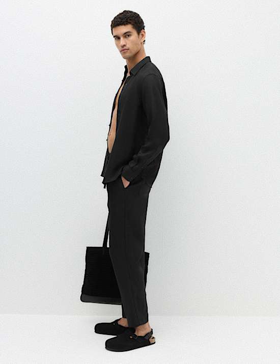 Loose Fit Pure Linen Elasticated Waist Trousers