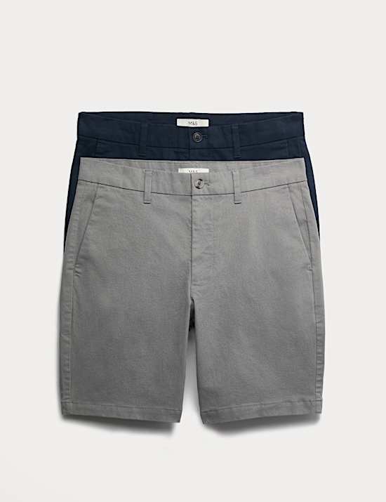 2 Pack Slim Fit Stretch Chino Shorts
