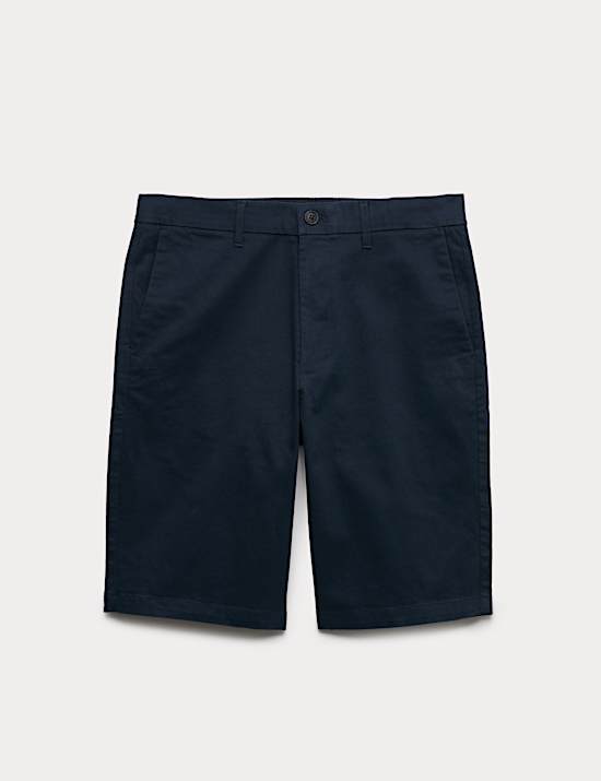 Ruimvallende korte chino met stretch