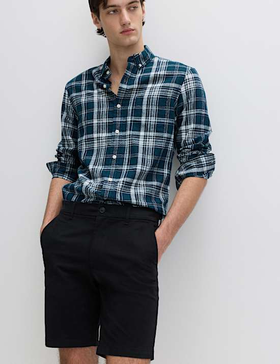 Regular-fit chinoshort met stretch