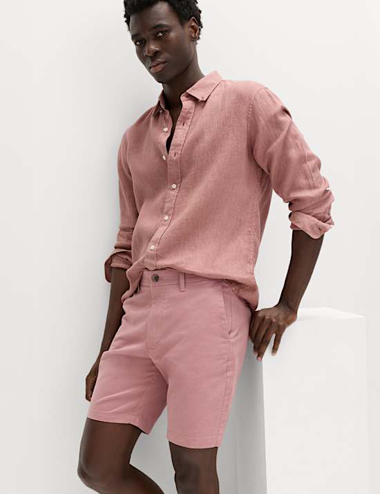 Pantalones cortos chinos de corte estrecho el&aacute;sticos