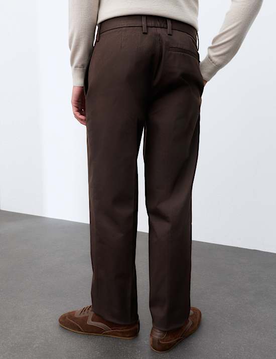 Cotton Rich Pleat Front Tapered Trousers