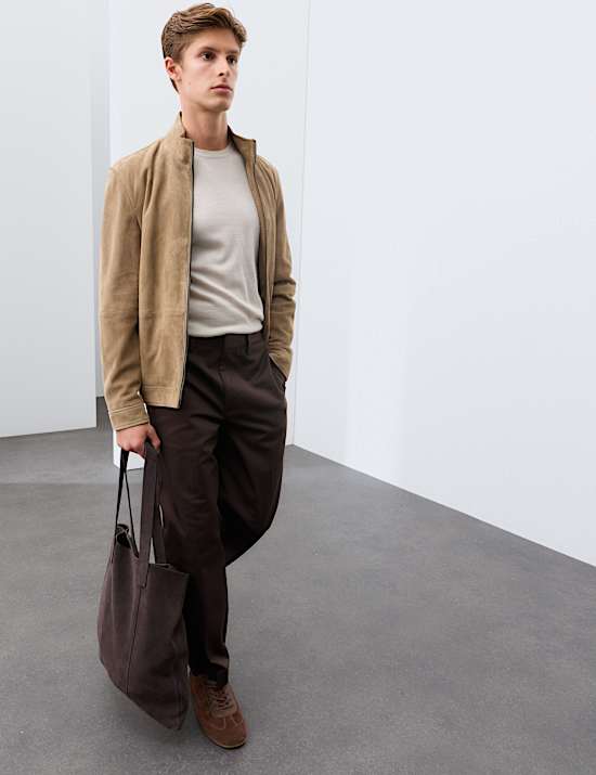 Cotton Rich Pleat Front Tapered Trousers