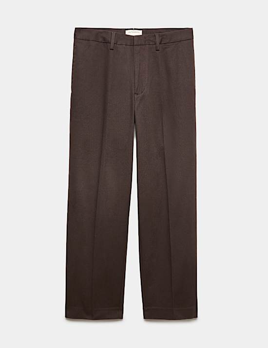 Cotton Rich Pleat Front Tapered Trousers