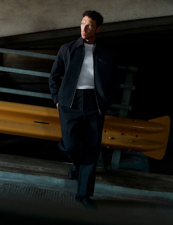 Cotton Rich Pleat Front Tapered Trousers