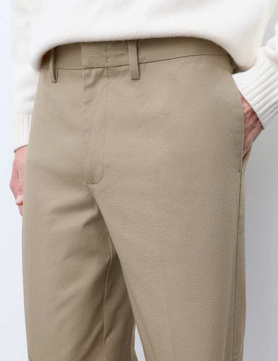 Cotton Rich Pleat Front Tapered Trousers