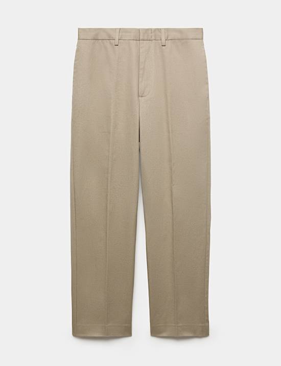 Cotton Rich Pleat Front Tapered Trousers