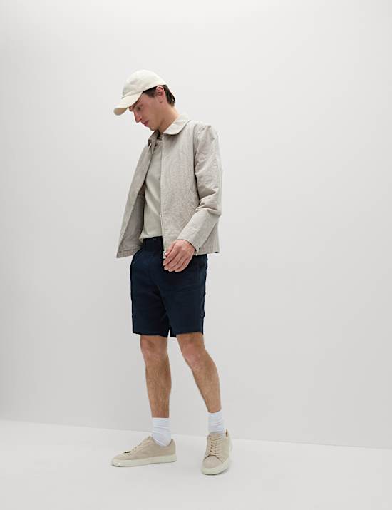 Single Pleat Stretch Chino Shorts