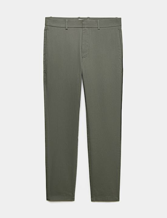 Slim Fit Italian Cotton Rich Stretch Trousers