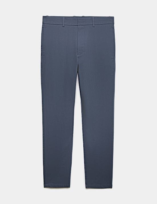 Slim Fit Italian Cotton Rich Stretch Trousers