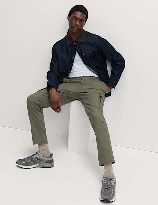 Tapered Fit Stretch Cargo Trousers