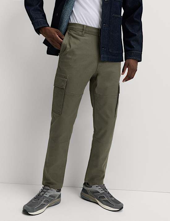 Tapered Fit Stretch Cargo Trousers