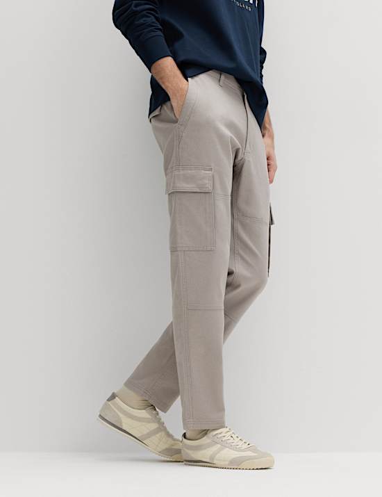 Tapered Fit Stretch Cargo Trousers