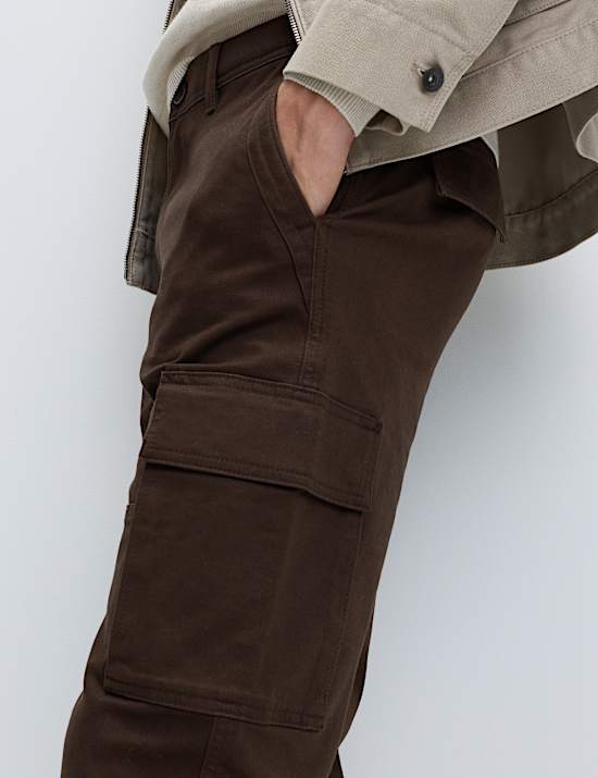 Tapered Fit Stretch Cargo Trousers