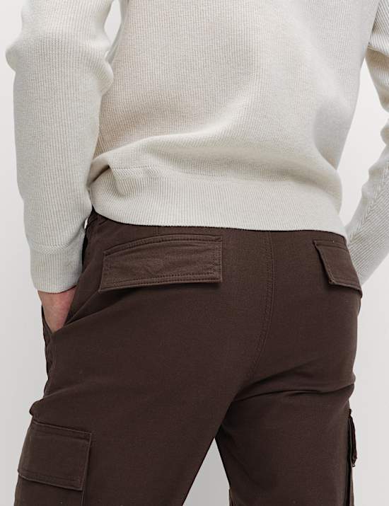 Tapered Fit Stretch Cargo Trousers