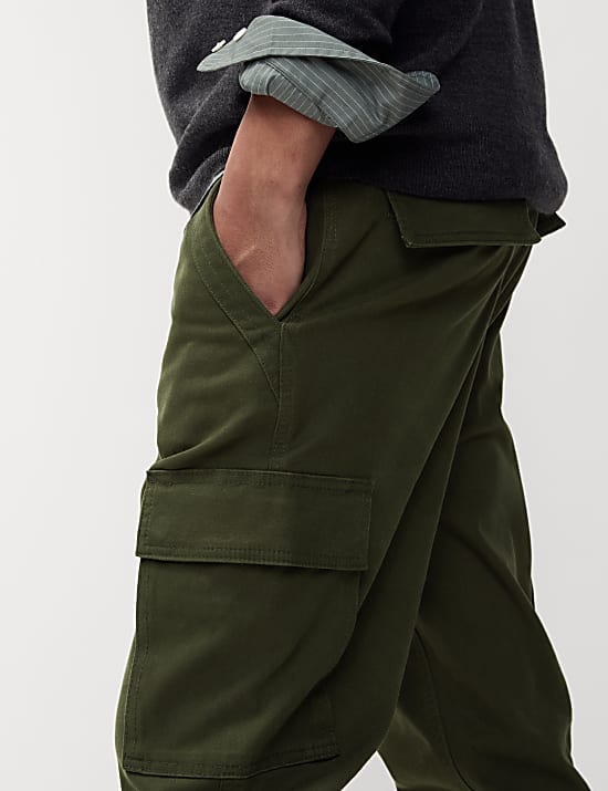 Tapered Fit Stretch Cargo Trousers