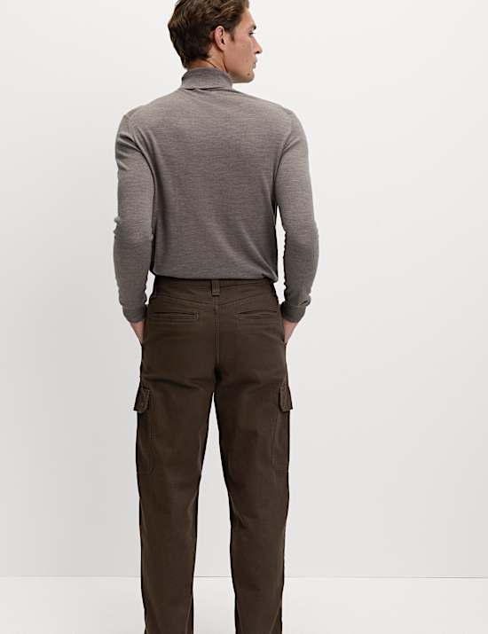 Loose Fit Pure Cotton Cargo Trousers