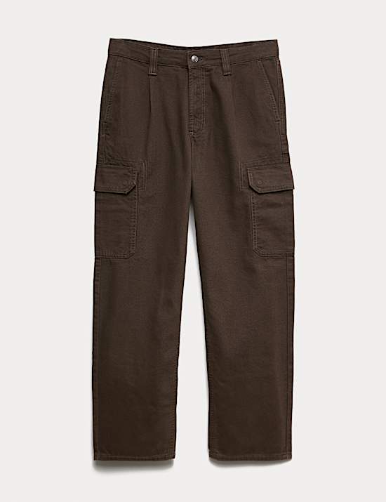Loose Fit Pure Cotton Cargo Trousers