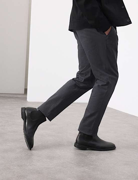 Tapered Fit Textured Dobby Pleat Front Chinos