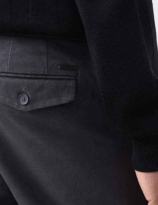 Tapered Fit Textured Dobby Pleat Front Chinos