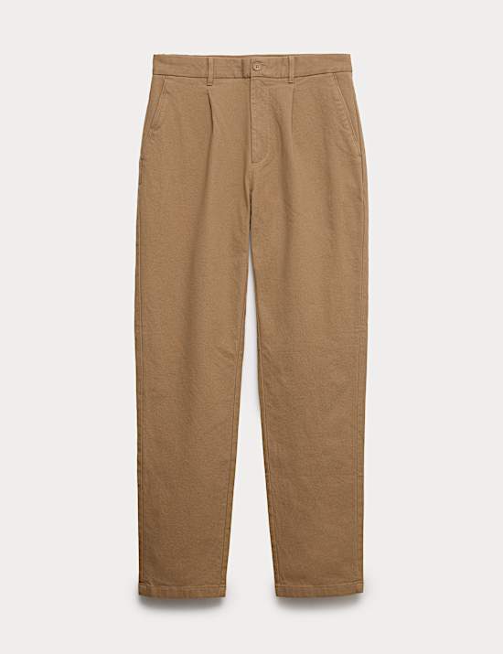 Tapered Fit Textured Dobby Pleat Front Chinos