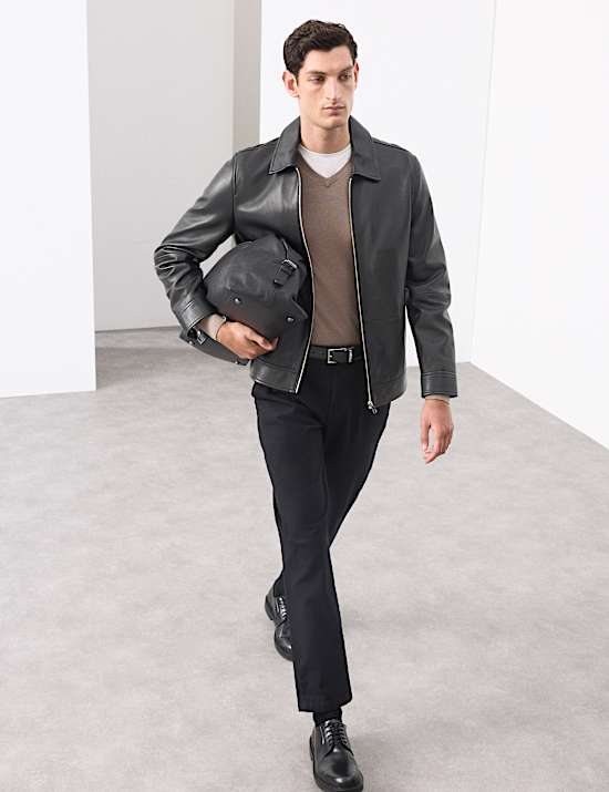 Regular Fit Textured Dobby Pleat Front Chinos