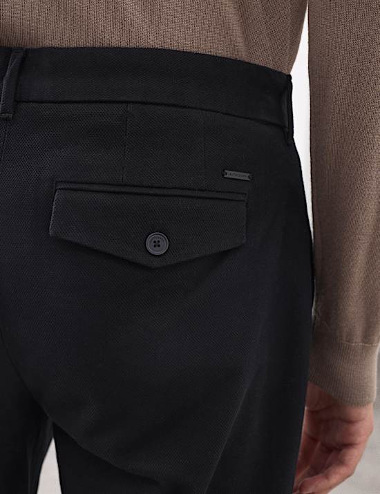 Regular Fit Textured Dobby Pleat Front Chinos