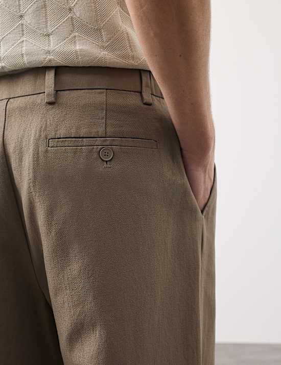 Relaxed Fit Cotton Linen Blend Trousers