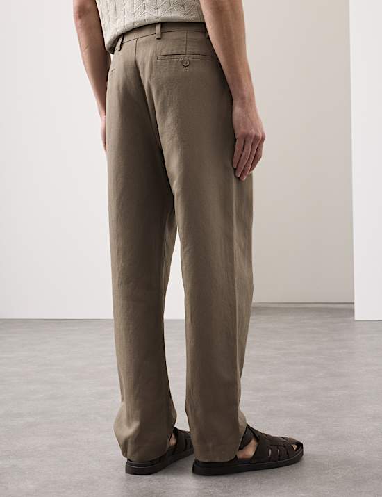 Relaxed Fit Cotton Linen Blend Trousers