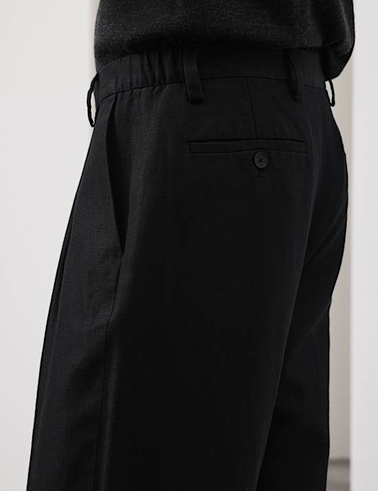 Relaxed Fit Cotton Linen Blend Trousers