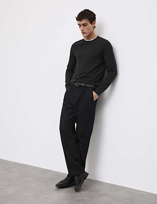 Relaxed Fit Cotton Linen Blend Trousers
