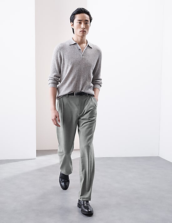 Tapered Fit Single Pleat Trousers