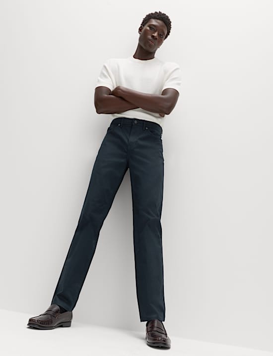 Straight Fit Textured 5 Pocket Trousers