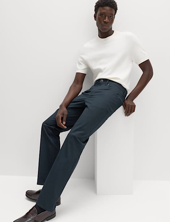 Straight Fit Textured 5 Pocket Trousers