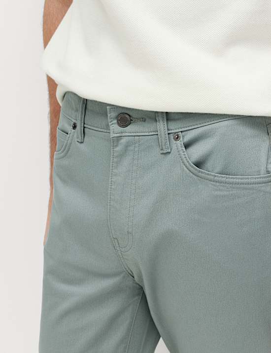 Pantalones rectos texturizados de 5 bolsillos