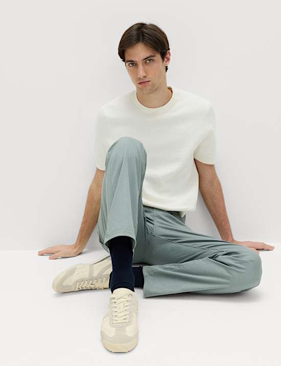 Pantalones rectos texturizados de 5 bolsillos