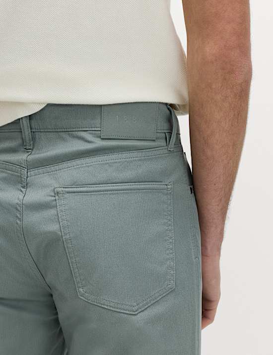 Pantalones rectos texturizados de 5 bolsillos