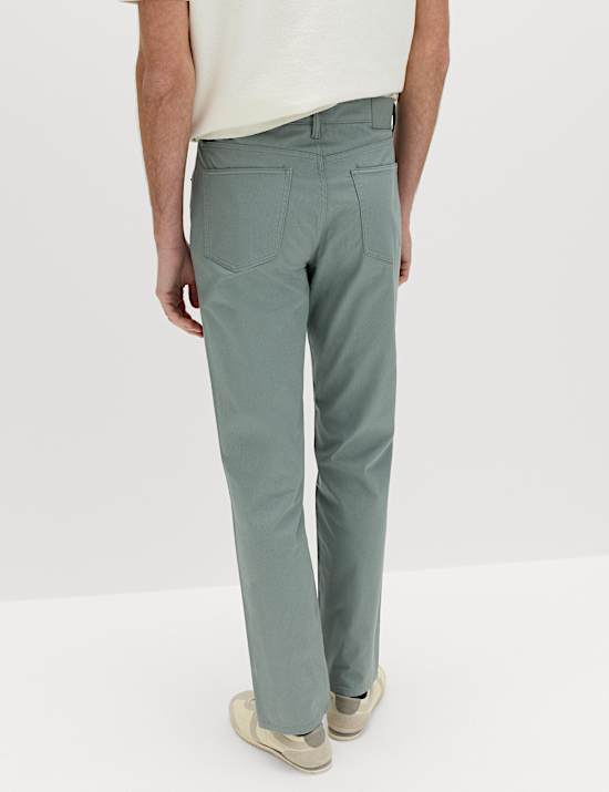 Pantalones rectos texturizados de 5 bolsillos