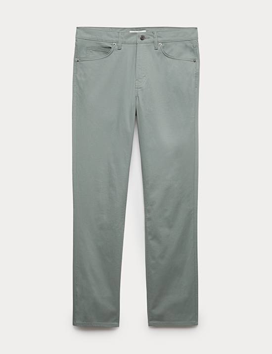 Pantalones rectos texturizados de 5 bolsillos