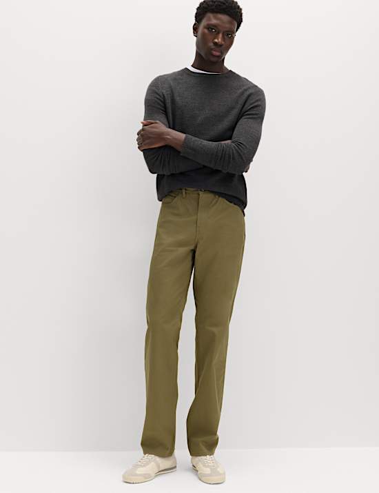 Straight Fit Textured 5 Pocket Trousers