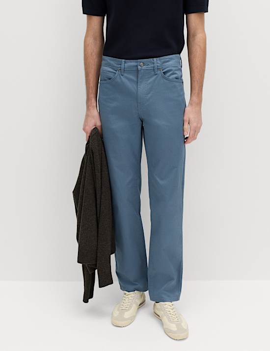 Straight Fit Textured 5 Pocket Trousers
